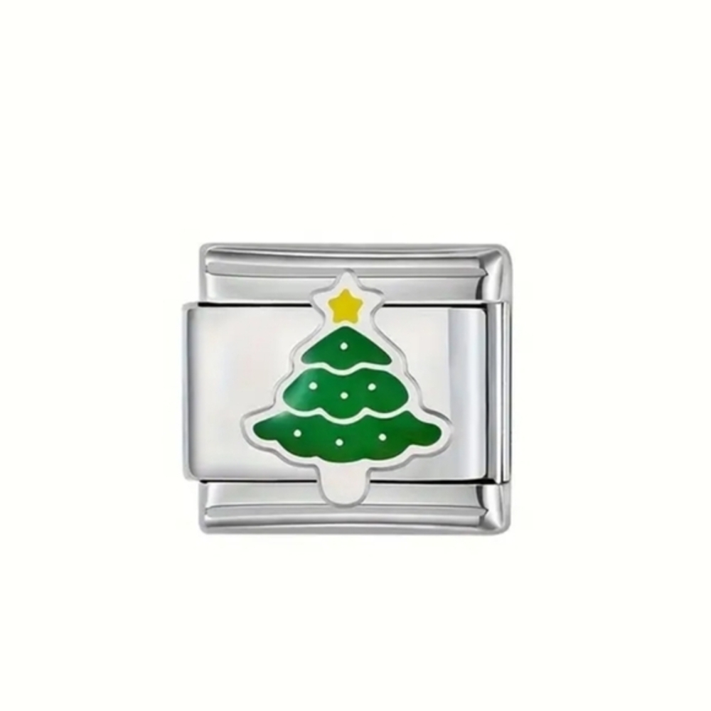 Christmas Tree with Star on Top‎ Charm for Italian Charm Bracelet 9mm